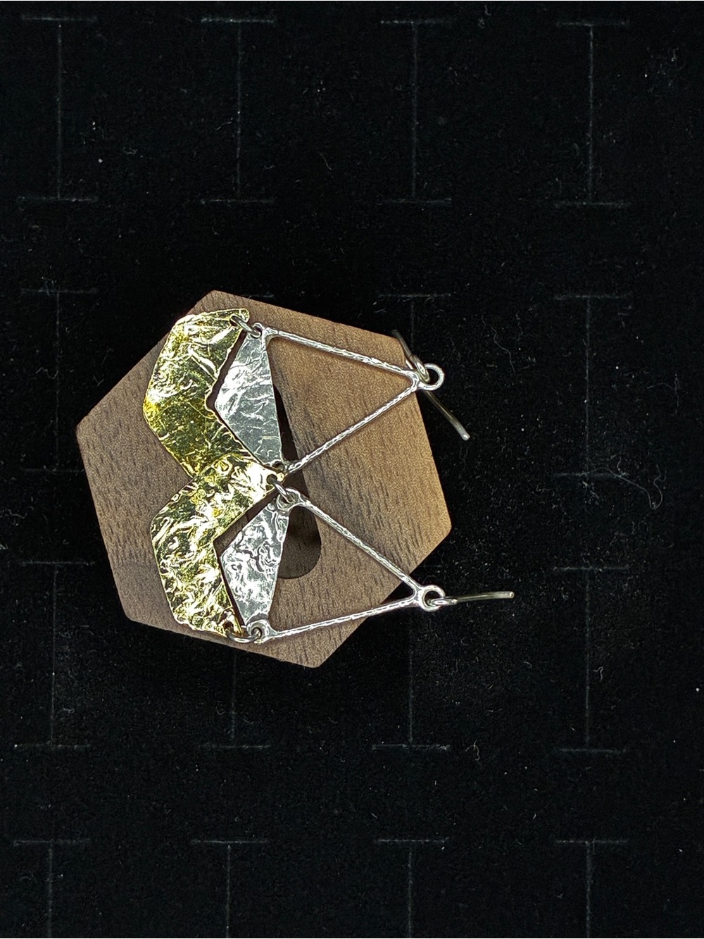 Silpada Two-Tone Hammered Metal Drop Earrings - Gold & Sterling Silver, New